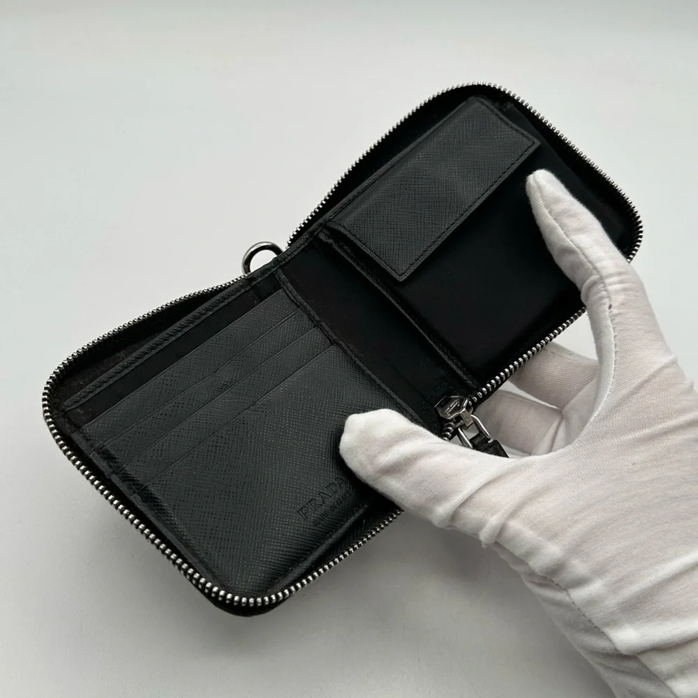 Prada Black Nylon Compact Zip-Around Wallet - Picture 8 of 15